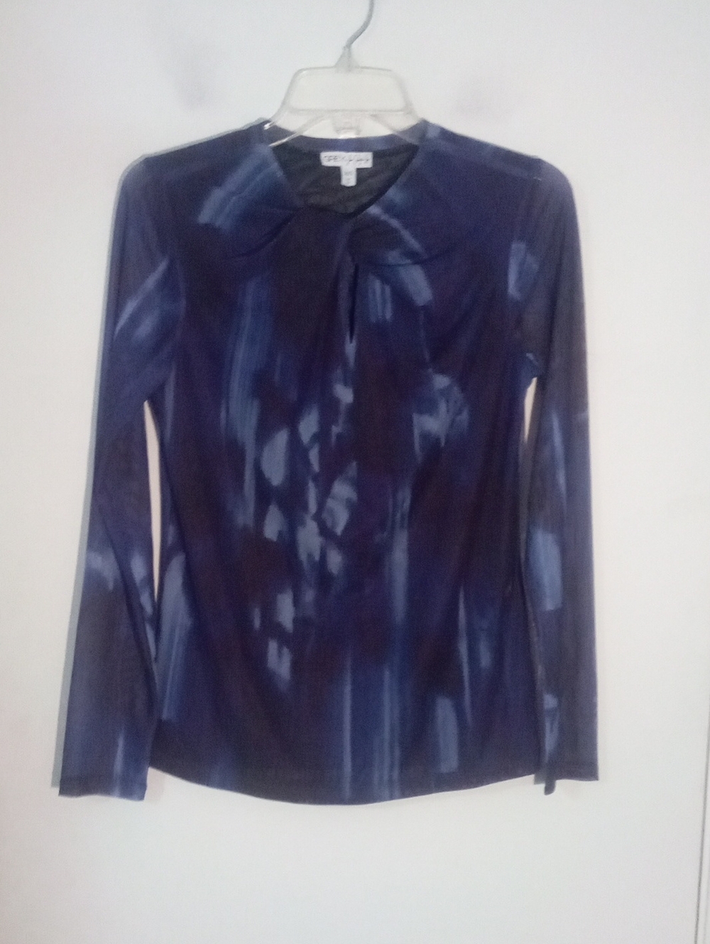 * Johan Sebastian Grey Navy Blue Long-Sleeve Twist-Neck Top XXS New